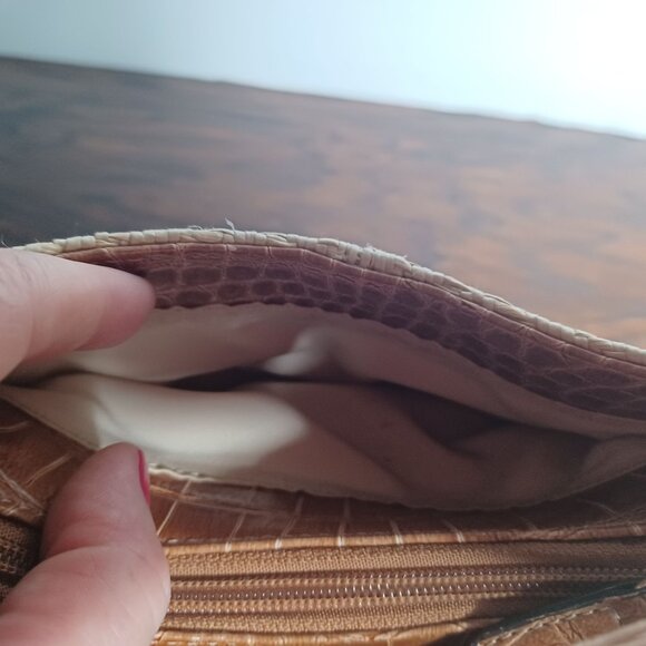 Liz Claiborne Woven Straw Handbag With Brown Leather Trim & Strap Shoulder Bag - Picture 8 of 11